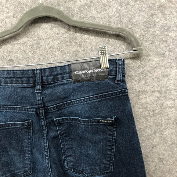 Calvin Klein Youth Boys 16 Slim Straight Jeans Dark Wash Blue Stretch Adjustable - Picture 8 of 13